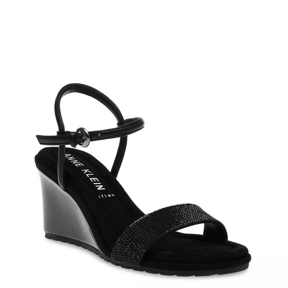 Women's Dress Sandals Anne Klein Saint Wedge Sandal - Black 8 - Picture 1 of 1